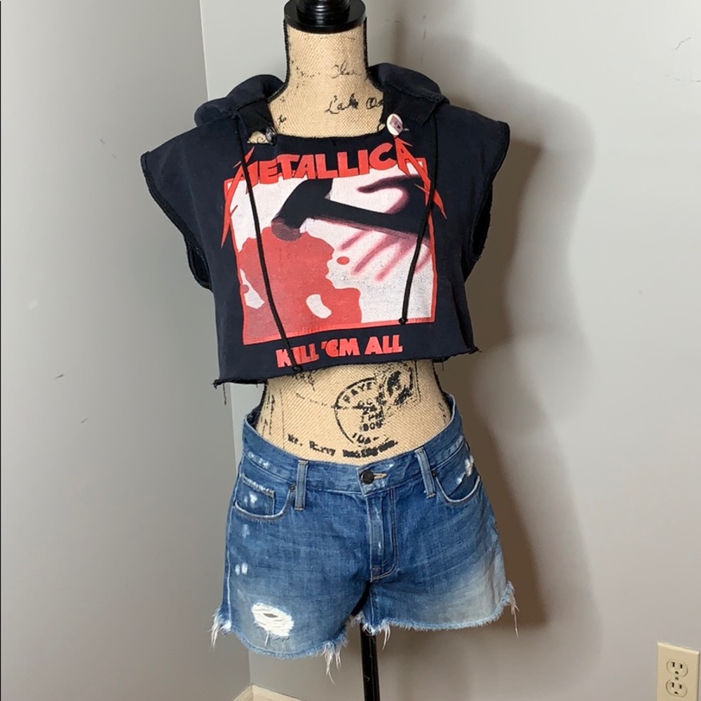 Vintage Metallica Cropped Hoodie Sweatshirt, Small